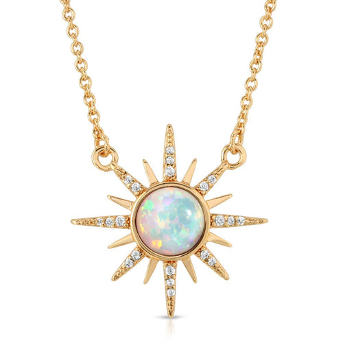 White Opal Gemstone Starburst Necklace
