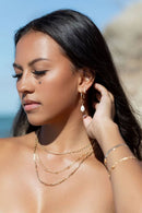 White Opal Huggie Hoop Earrings - Ipolani: Size 2 - 12mm