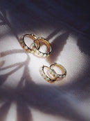 White Opal Huggie Hoop Earrings - Ipolani: Size 2 - 12mm