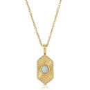 White Opal Radiant Hexagon Pendant