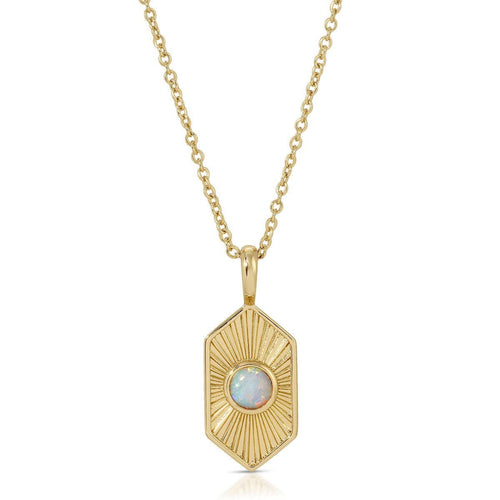 White Opal Radiant Hexagon Pendant
