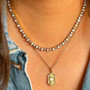 White Opal Radiant Hexagon Pendant